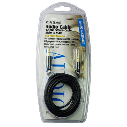 12FT Audio Stereo Cable 3.5MM Male to Male