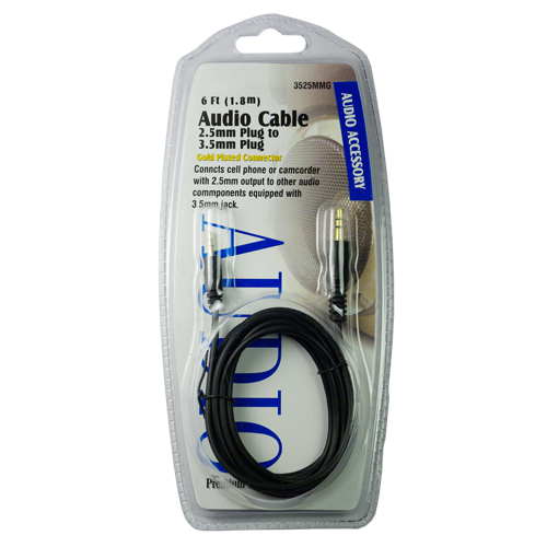 6FT Audio Cable 2.5MM Plug to 3.5MM Plug