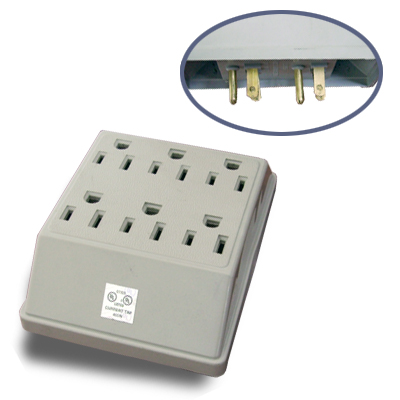 6 Outlet Grounding Wall Type Adapter